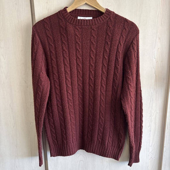 Jantzen Other - Vintage Jantzen Cable Knit Maroon Red Sweater Mens size Medium made in USA